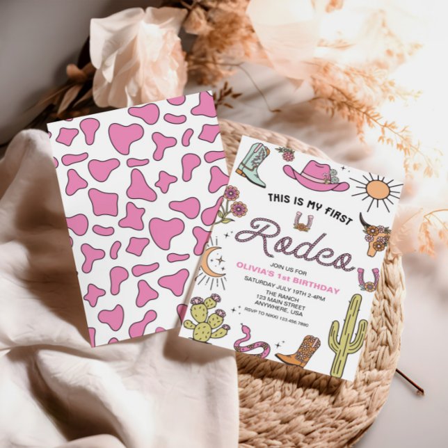 First Rodeo Pink Western 1st Birthday Invitation (Creator Uploaded)