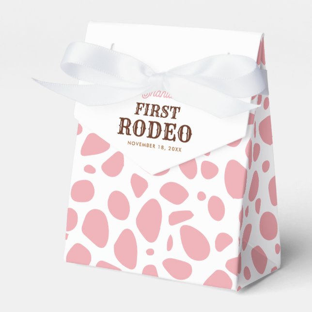 First Rodeo Pink Wild West Girl 1st Birthday Favour Box (Front Side)