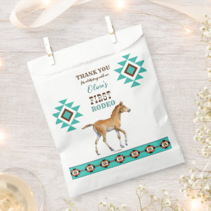 First rodeo southwestern turquoise country horse favour bags