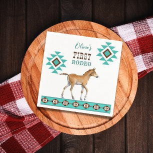 First rodeo southwestern turquoise country horse napkin