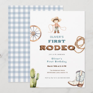 First Rodeo Western Baby Boy Birthday  Invitation