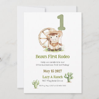 First Rodeo Western Birthday Invitation