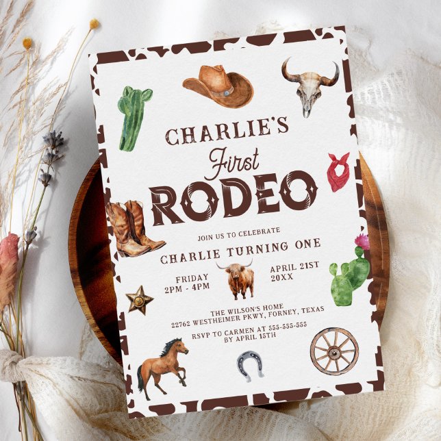 First Rodeo Western Boy 1st Birthday  Invitation (Creator Uploaded)