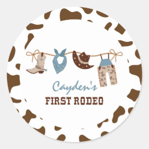 First Rodeo Western Cowboy 1st Birthday Classic Round Sticker