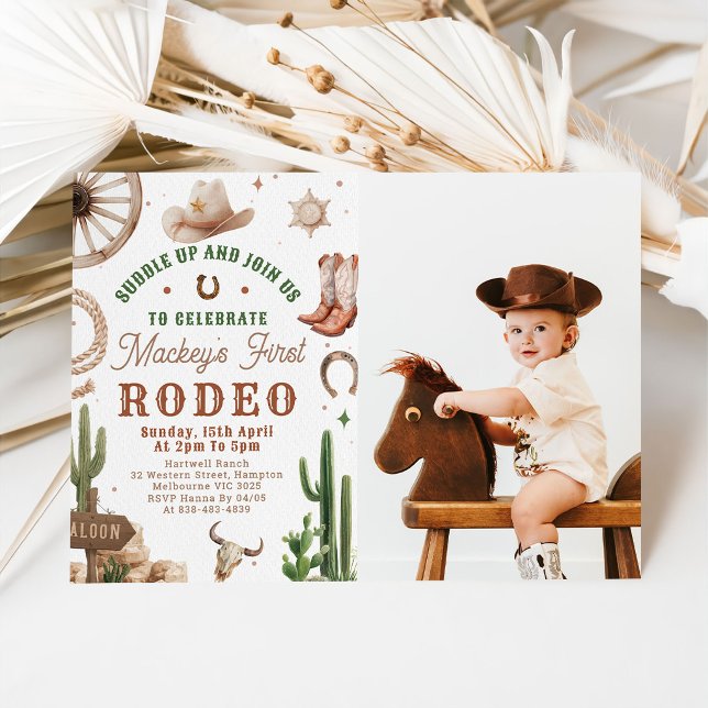 First Rodeo Western Cowboy 1st Birthday Invitation (Creator Uploaded)