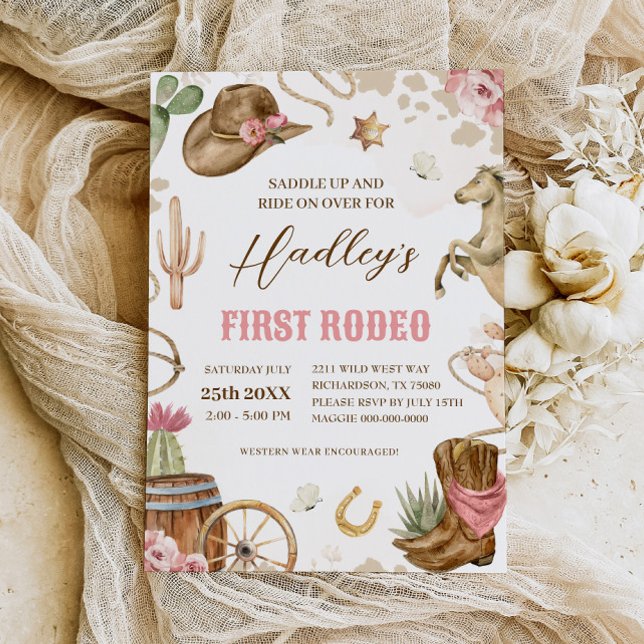 FIRST RODEO Western Cowboy 1st Birthday Invitation (Creator Uploaded)