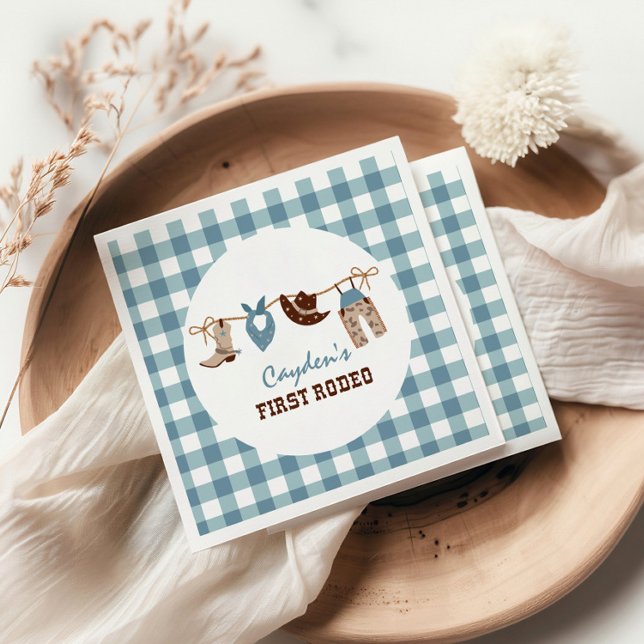First Rodeo Western Cowboy 1st Birthday Napkin (Creator Uploaded)