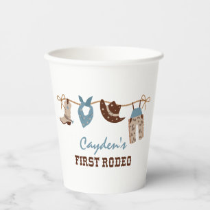 First Rodeo Western Cowboy 1st Birthday Paper Cups