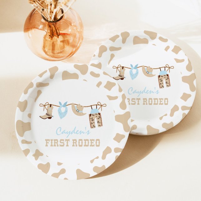 First Rodeo Western Cowboy 1st Birthday Paper Plat Paper Plate (Creator Uploaded)