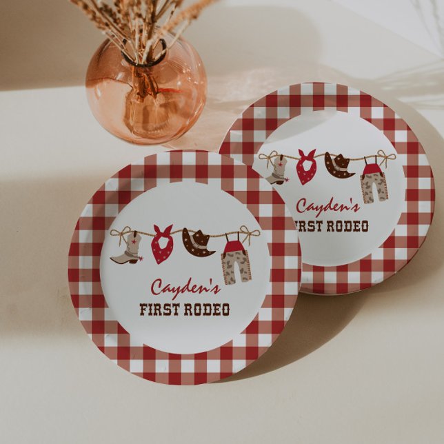 First Rodeo Western Cowboy 1st Birthday Paper Plat Paper Plate (Creator Uploaded)