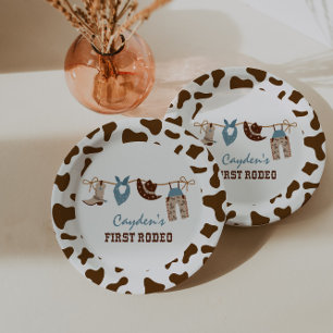 First Rodeo Western Cowboy 1st Birthday Paper Plat Plate