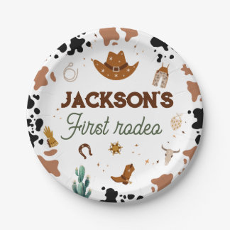 First Rodeo Western Cowboy 1st Birthday Paper Plate