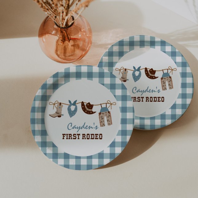 First Rodeo Western Cowboy 1st Birthday Paper Plate (Creator Uploaded)