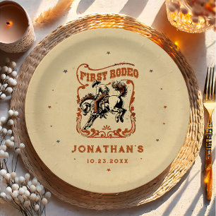 First Rodeo Western Cowboy Birthday Party Paper Plate