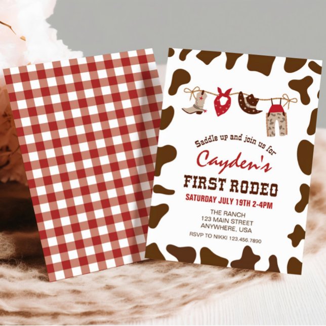 First Rodeo Western Cowboy First Birthday Invitati Invitation (Creator Uploaded)
