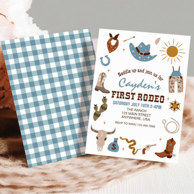 First Rodeo Western Cowboy First Birthday Invitati Invitation (Creator Uploaded)