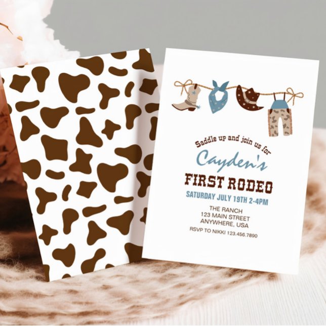 First Rodeo Western Cowboy First Birthday Invitation (Creator Uploaded)
