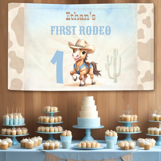 First Rodeo Western Cowboy Horse Birthday Boy Banner (First Rodeo Western Cowboy Horse Birthday Boy Banner)