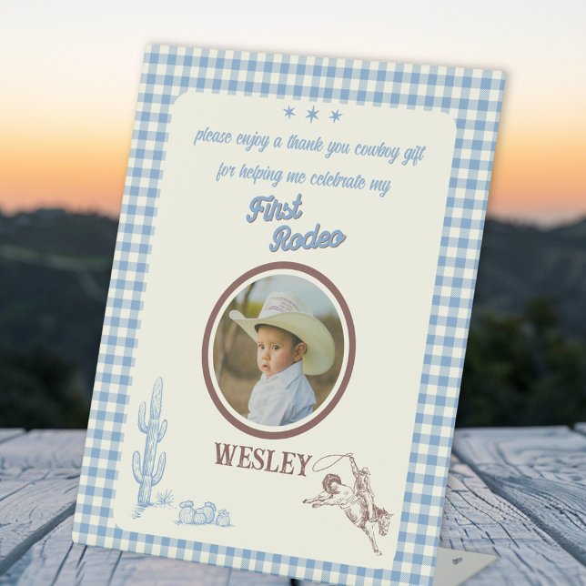 First Rodeo Western Cowboy Party Favor Pedestal Sign (First Rodeo Western Cowboy Party Favor Pedestal Sign
)