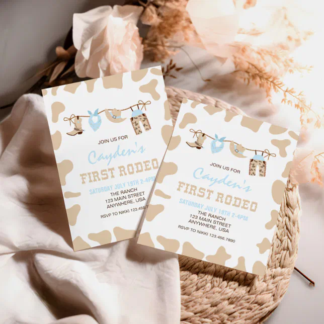 First Rodeo Western Cowboy Pastel 1st Birthday Invitation | Zazzle