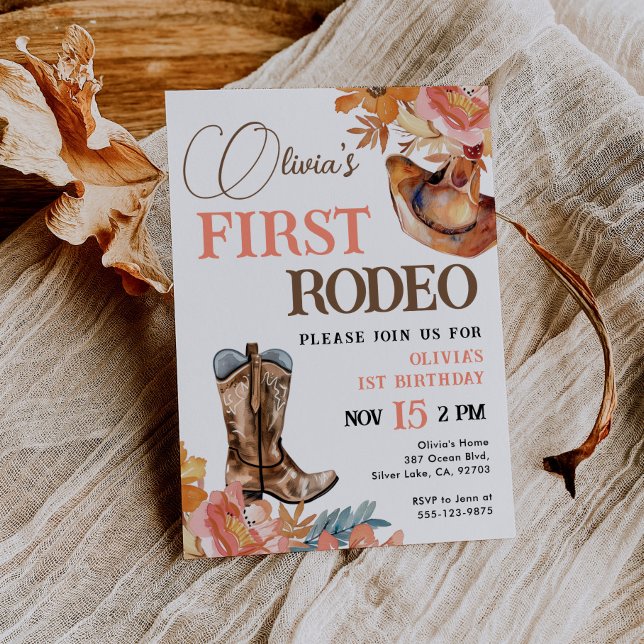 First Rodeo Western Girl 1st Birthday Invitation (Creator Uploaded)