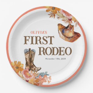 First Rodeo Western Girl 1st Birthday Paper Plate