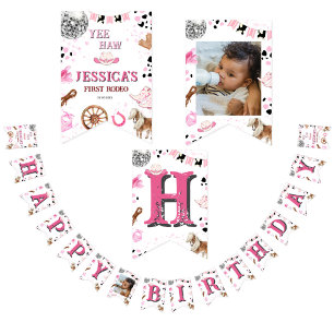 First Rodeo Western Girl 1st Happy Birthday Bunting