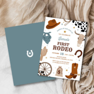 First Rodeo   Western Wild West Boy First Birthday Invitation