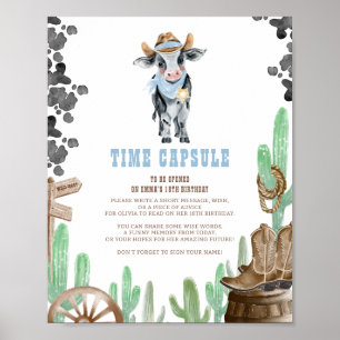 First Rodeo Wild West Baby Cow Time Capsule Sign