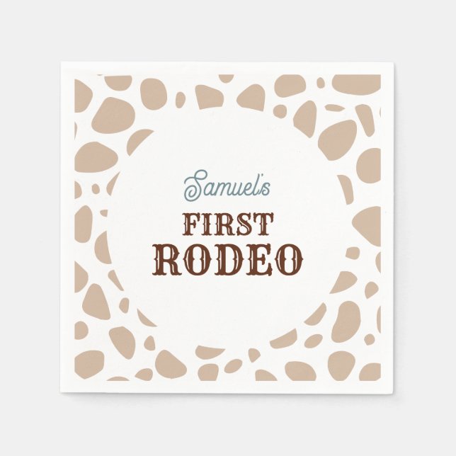 First Rodeo Wild West Beige Boy First Birthday Napkin (Front)