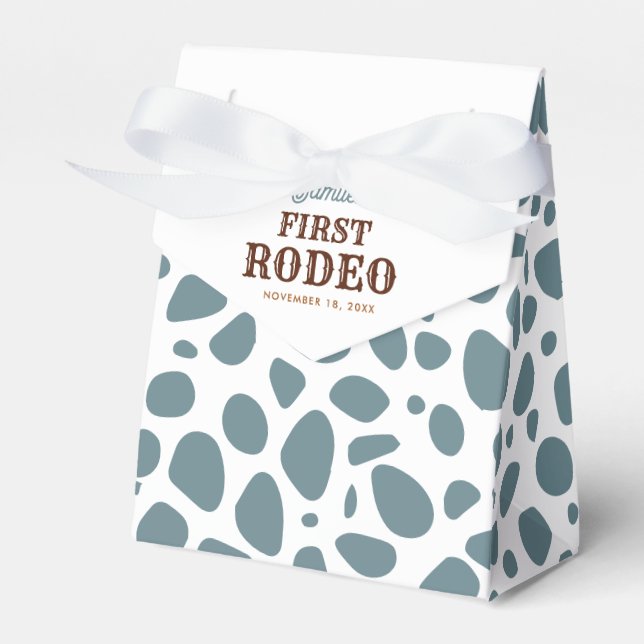 First Rodeo Wild West Boy Blue First Birthday Favour Box (Front Side)