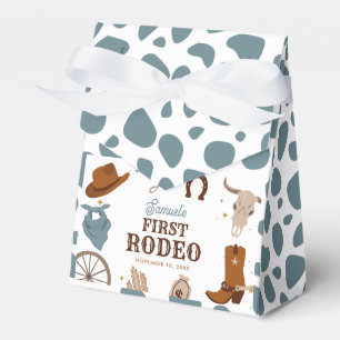 First Rodeo Wild West Boy First Birthday Blue Favour Box