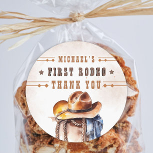 First RODEO Wild West Cowboy 1st Birthday Boy Classic Round Sticker