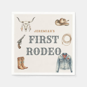First Rodeo Wild West Cowboy Blue Birthday Napkin