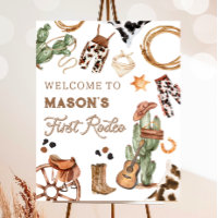 First Rodeo Wild West Cowboy Boy Birthday Welcome