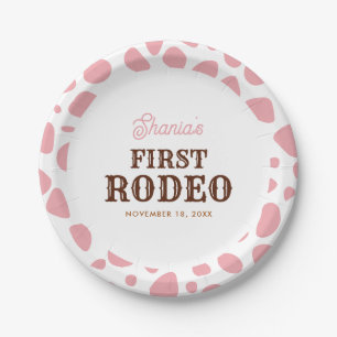 First Rodeo Wild West Pink Girl First Birthday Paper Plate