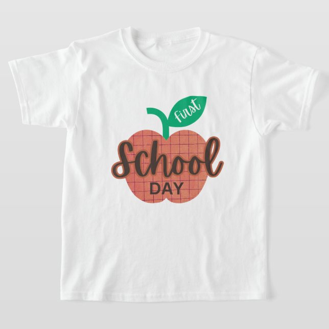 First school day back to school apple kids T-Shirt (Laydown)