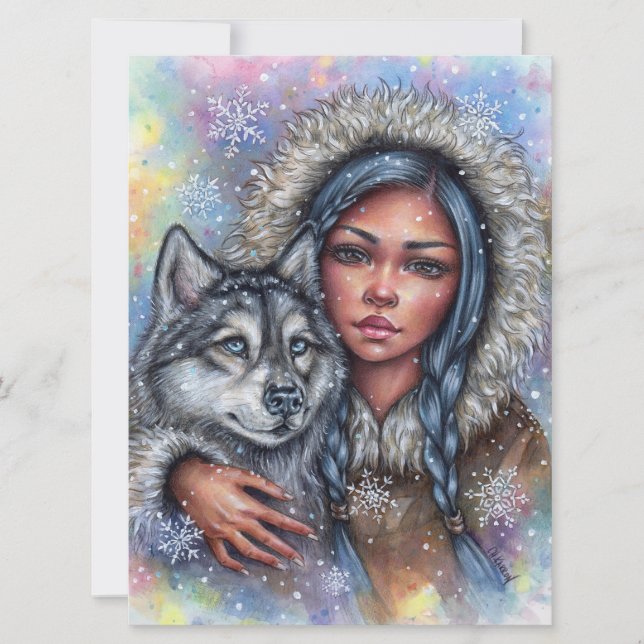 First Snow Art Card Husky Best Friend   (Front)