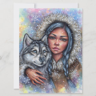 First Snow Art Card Husky Best Friend