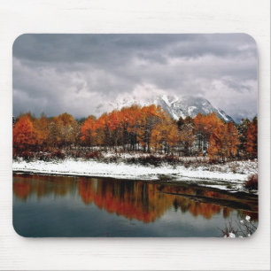 FIRST SNOW AT GRAND TETON MOUSE MAT