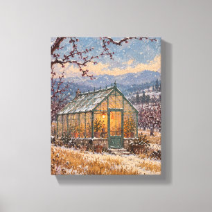 First Snow at the Jade Greenhouse Winter Wall Ar Canvas Print