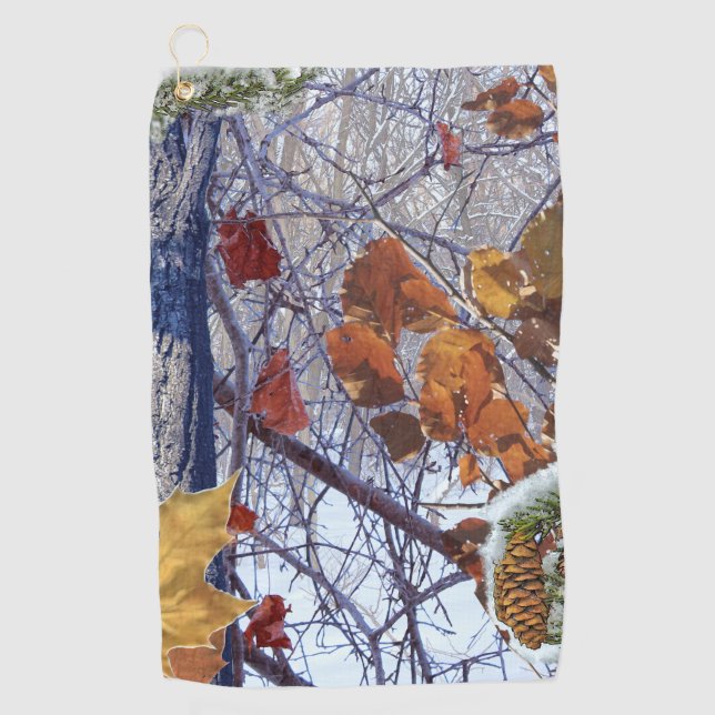 First Snow Camouflage Decor on a  Golf Towel (Front)