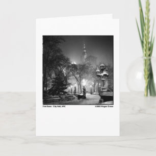 First Snow - City Hall, NYC Card