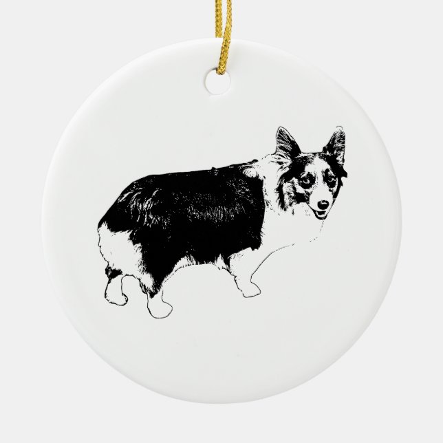 First-Snow Corgi Keepsake Ceramic Tree Decoration (Front)
