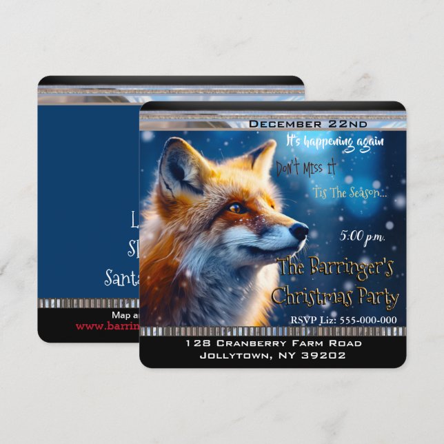 First Snow Fox Annual Christmas Party Invitation (Front/Back)