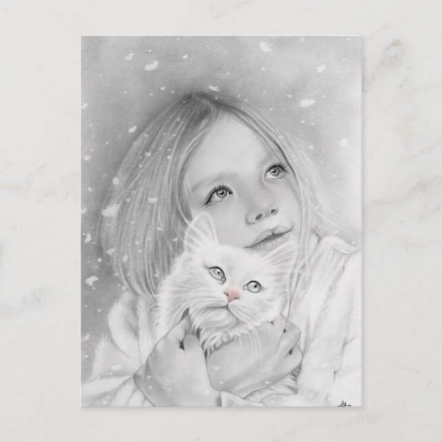 First snow girl kitty Postcard (Front)