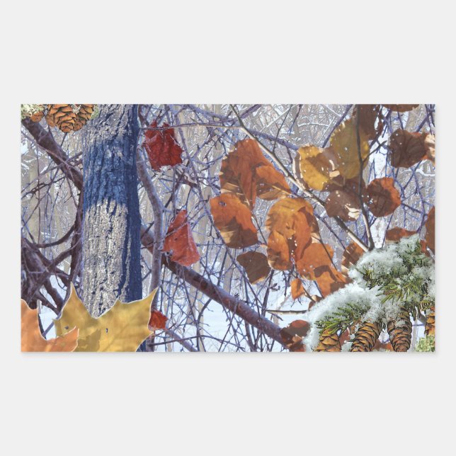 First Snow Winter Camouflage Print Rectangular Sticker (Front)