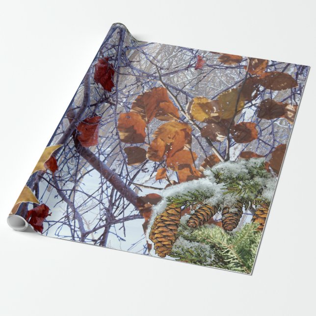 First Snow Winter Camouflage Print Wrapping Paper (Unrolled)