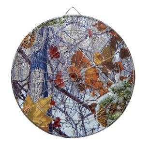 First Snow Winter Forest Camo Print Dartboard