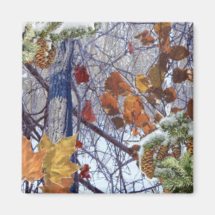 First Snow Winter Forest Camo Print Magnet